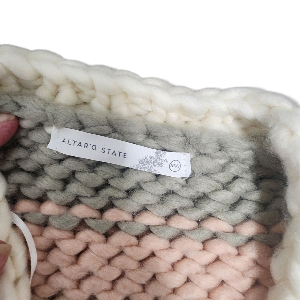 Altar'd State Striped Chunky Knit‎ Button Front Cardigan Sweater XS S - Picture 4 of 5